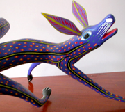 An alebrije rabbit with long stretched out legs