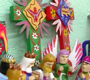 Many variations of alebrije ranging from crosses to human figures