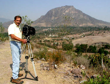 Patrick outside Oaxaca ready to film the scenery