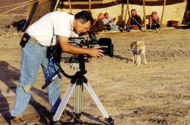 Patrick looking through the film camera